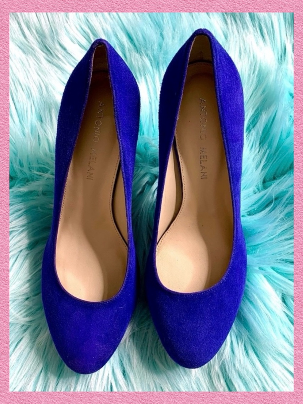 Antonio Melani Y2K Blue Suede Leather Low Platform Heels Women’s 6.5 - Picture 10 of 10
